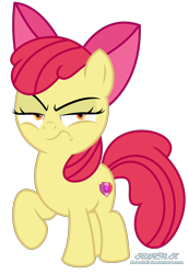 Size: 9000x13101 | Tagged: safe, artist:kuren247, character:apple bloom, species:earth pony, species:pony, absurd resolution, female, filly, glare, looking at you, show accurate, simple background, sneer, solo, transparent background, vector, watermark