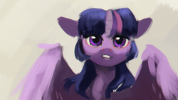 Size: 1920x1080 | Tagged: safe, artist:hierozaki, character:twilight sparkle, character:twilight sparkle (alicorn), species:alicorn, species:pony, female, mare, simple background, solo