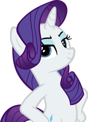 Size: 3161x4358 | Tagged: safe, artist:ironm17, character:rarity, species:pony, species:unicorn, episode:fake it 'til you make it, bipedal, elegant, female, hooves on hips, looking at you, pose, simple background, smiling, smug, solo, transparent background, vector