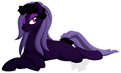 Size: 1069x643 | Tagged: safe, artist:faith-wolff, oc, oc:alura une, species:pony, black rose, eyelashes, fanfic art, female, flower, mare, monster, monster mare, monster pony, pink eyes, plant, rose, tentacle hair, tentacles, vine, watermark