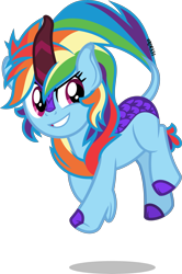 Size: 3325x5000 | Tagged: safe, artist:orin331, character:rainbow dash, species:kirin, episode:sounds of silence, g4, my little pony: friendship is magic, absurd resolution, female, kirin-ified, leg fluff, simple background, solo, species swap, teeth, transparent background, updated