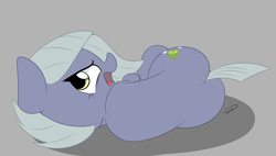 Size: 2891x1642 | Tagged: safe, artist:taurson, character:limestone pie, species:earth pony, species:pony, annoyed, female, looking at you, lying down, mare, plot, simple background, solo