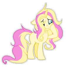 Size: 1708x1636 | Tagged: safe, artist:thesmall-artist, oc, oc:sunrise song, parent:fluttershy, parent:sunset shimmer, parents:sunshyne, species:pony, species:unicorn, female, magical lesbian spawn, mare, offspring, simple background, solo, transparent background