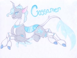 Size: 3757x2829 | Tagged: safe, artist:frozensoulpony, oc, oc:gossamer, parent:queen chrysalis, parent:shining armor, parents:shining chrysalis, species:changepony, hybrid, interspecies offspring, male, offspring, prone, solo, traditional art