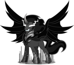 Size: 5000x4393 | Tagged: safe, artist:orin331, character:king sombra, character:pony of shadows, species:alicorn, species:pony, absurd resolution, antagonist, evil grin, fusion, glowing eyes, grin, male, shadow lord sombra, smiling, solo, sombra eyes, spread wings, stallion, wings