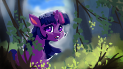Size: 1920x1080 | Tagged: safe, artist:hierozaki, character:twilight sparkle, character:twilight sparkle (alicorn), species:alicorn, species:pony, female, forest, mare, open mouth, solo