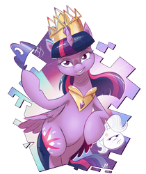 Size: 1314x1567 | Tagged: safe, artist:saturdaymorningproj, character:starlight glimmer, character:twilight sparkle, character:twilight sparkle (alicorn), species:alicorn, species:pony, episode:the beginning of the end, g4, my little pony: friendship is magic, angry, celestia's crown, crown, female, jewelry, luna's crown, mare, peytral, regalia, simple background, swag, transparent background
