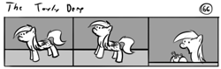 Size: 802x253 | Tagged: safe, artist:tetrapony, character:derpy hooves, species:pegasus, species:pony, comic:the daily derp, comic, female, mare, monochrome, solo, the toyly derp