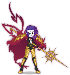 Size: 5000x5397 | Tagged: safe, artist:orin331, character:lancer, character:rarity, my little pony:equestria girls, anime, armor, crossover, fate/apocrypha, fate/grand order, female, karna, lancer of red, one eye closed, simple background, solo, transparent background, weapon, wink