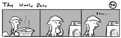 Size: 802x253 | Tagged: safe, artist:tetrapony, character:derpy hooves, species:pegasus, species:pony, comic:the daily derp, comic, female, laundry, mare, monochrome, solo, the wasly derp, washing, washing machine, watch, wristwatch