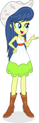 Size: 4133x12877 | Tagged: safe, artist:punzil504, character:fiddlesticks, my little pony:equestria girls, absurd resolution, apple family member, boots, clothing, dress, equestria girls-ified, female, hand on hip, hat, high heel boots, open mouth, shoes, simple background, solo, transparent background