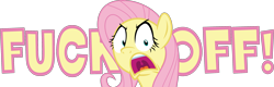 Size: 2700x869 | Tagged: safe, artist:phucknuckl, character:fluttershy, species:pegasus, species:pony, episode:buckball season, g4, my little pony: friendship is magic, female, inkscape, mare, simple background, solo, text, transparent background, vector, vulgar