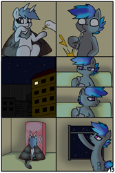 Size: 744x1116 | Tagged: safe, artist:pencil bolt, oc, oc:billy blue, oc:soffies, species:mothpony, species:pony, comic:do not fear, comic, couch, female, juice, male, night, orange juice, original species, sitting
