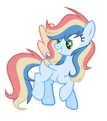 Size: 1636x1848 | Tagged: safe, artist:thesmall-artist, oc, parent:applejack, parent:rainbow dash, parents:appledash, species:pegasus, species:pony, female, magical lesbian spawn, mare, offspring, simple background, solo, transparent background, two toned wings