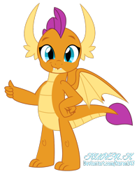 Size: 1000x1278 | Tagged: safe, artist:kuren247, character:smolder, species:dragon, absurd resolution, cute, dragoness, female, hand on hip, looking at you, show accurate, simple background, smiling, smirk, smolderbetes, solo, thumbs up, transparent background, vector