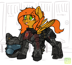 Size: 2834x2576 | Tagged: safe, artist:ruef, oc, oc:camber, species:pegasus, species:pony, armor, blep, female, halo (series), odst, tongue out