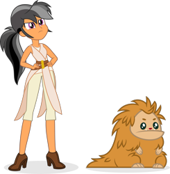 Size: 5719x5841 | Tagged: safe, artist:punzil504, character:daring do, my little pony:equestria girls, chestnut magnifico, chewbacca, clothing, crossover, duo, female, hands on hip, high heels, pukwudgie, rey, shoes, simple background, star wars, transparent background