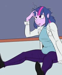 Size: 1066x1280 | Tagged: safe, artist:amaraburrger, part of a set, character:twilight sparkle, character:twilight sparkle (scitwi), species:eqg human, my little pony:equestria girls, female, growth, human to anthro, solo, story included, transformation