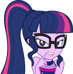 Size: 2329x2361 | Tagged: safe, artist:phucknuckl, character:twilight sparkle, character:twilight sparkle (scitwi), species:eqg human, episode:i'm on a yacht, g4, my little pony: equestria girls, my little pony:equestria girls, spoiler:eqg series (season 2), adorasexy, adorkable, adorkasexy, biting, cheeky, clothing, cute, dork, female, glasses, looking at you, ponytail, sexy, simple background, sleeveless, solo, tongue bite, transparent background, twiabetes, vector