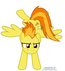 Size: 9000x9884 | Tagged: safe, artist:kuren247, character:spitfire, species:pegasus, species:pony, determination, female, handstand, mare, simple background, solo, sweat, transparent background, upside down, vector, wings, wonderbolts, workout