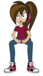 Size: 2700x4800 | Tagged: safe, artist:razethebeast, edit, oc, oc:cupcake slash, my little pony:equestria girls, absurd resolution, clothing, converse, equestria girls-ified, gamer, gift art, headset, open mouth, pants, shoes, simple background, sneakers, solo, transparent background, vector, vector edit