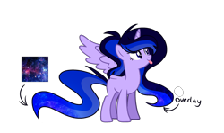 Size: 2824x1672 | Tagged: safe, artist:thesmall-artist, oc, oc:twilight nightsky, parent:princess luna, parent:twilight sparkle, parents:twiluna, species:alicorn, species:pony, female, magical lesbian spawn, mare, offspring, reference sheet, simple background, solo, tongue out, transparent background