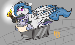 Size: 5000x3000 | Tagged: safe, artist:ruef, patreon reward, oc, oc only, oc:delta dart, oc:vintage collection, species:hippogriff, leonine tail, map, minecart, minecraft, patreon, size difference, talons