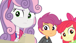 Size: 3286x1848 | Tagged: safe, artist:phucknuckl, character:apple bloom, character:scootaloo, character:sweetie belle, species:pegasus, species:pony, episode:happily ever after party, g4, my little pony: equestria girls, my little pony:equestria girls, concerned, cutie mark crusaders, looking at you, notepad, simple background, stare, staring at you, staring into your soul, transparent background, vector