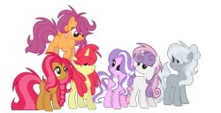 Size: 600x306 | Tagged: safe, artist:thesmall-artist, base used, character:apple bloom, character:babs seed, character:diamond tiara, character:scootaloo, character:silver spoon, character:sweetie belle, species:alicorn, species:pegasus, species:pony, alicornified, bloomicorn, cutie mark crusaders, long mane, older, older apple bloom, older babs seed, older diamond tiara, older scootaloo, older silver spoon, older sweetie belle, race swap, simple background, transparent background