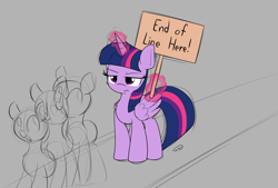 Size: 3496x2362 | Tagged: safe, artist:taurson, character:twilight sparkle, character:twilight sparkle (alicorn), species:alicorn, species:pony, newbie artist training grounds, female, line, mare, sign, twilight is not amused, unamused, waiting