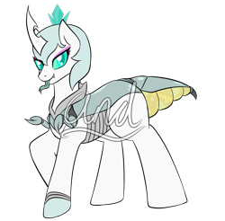 Size: 2436x2400 | Tagged: safe, artist:jolliapplegirl, oc, species:changeling, species:pony, changeling queen, commission, female, mare, simple background, solo, transparent background
