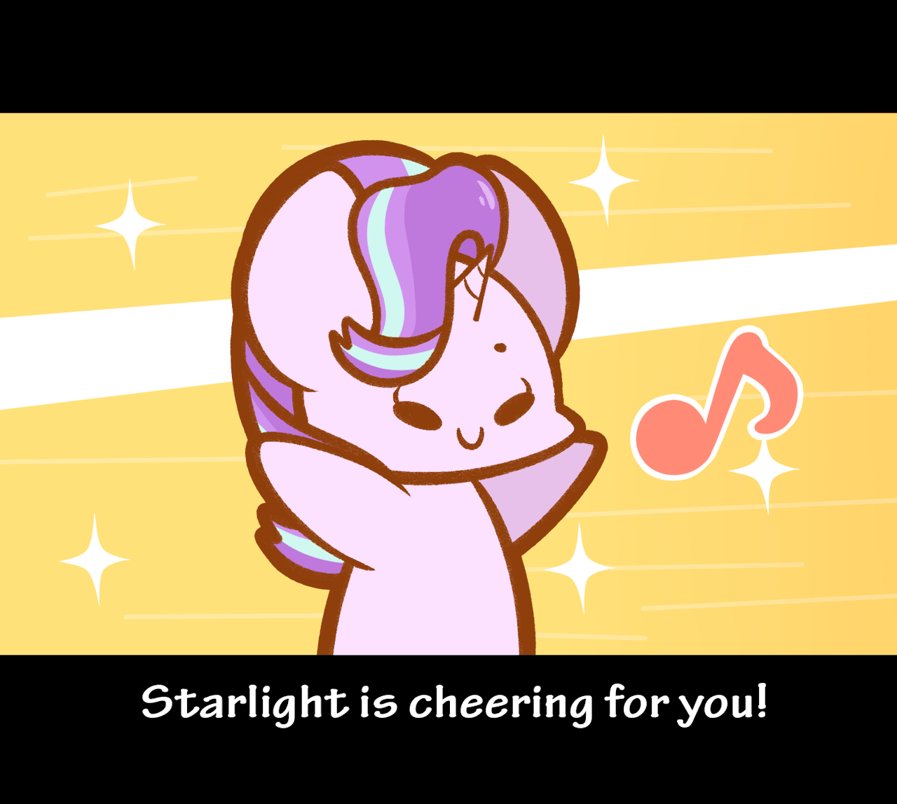 Size: 1280x1148 | Tagged: safe, artist:typhwosion, character:starlight glimmer, species:pony, species:unicorn, animated, cheering, chibi, female, mare, positive ponies, solo, sparkles