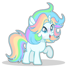 Size: 1280x1241 | Tagged: safe, artist:thesmall-artist, base used, oc, oc only, oc:water star, species:pony, species:unicorn, colt, male, rainbow hair, raised hoof, simple background, solo, transparent background