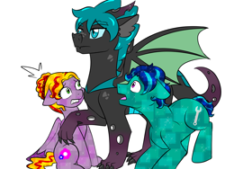 Size: 3200x2400 | Tagged: safe, artist:jolliapplegirl, oc, oc only, oc:illusive spark, parent:spike, parent:thorax, parents:thoraxspike, species:crystal pony, species:earth pony, species:pegasus, species:pony, dragon hybrid, dragonling, female, hybrid, interspecies offspring, magical gay spawn, male, mare, next generation, offspring, original species, panicking, stallion