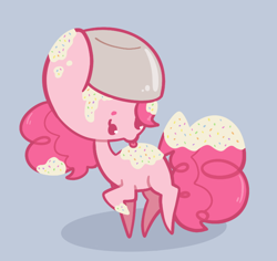 Size: 696x658 | Tagged: safe, artist:typhwosion, character:pinkie pie, species:pony, bowl, clothing, cute, diapinkes, female, food, gray background, hat, licking, messy, simple background, solo, sprinkles, tongue out