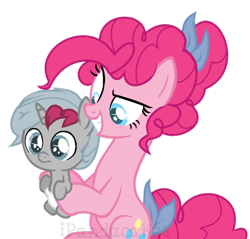 Size: 652x624 | Tagged: safe, artist:ipandacakes, base used, character:pinkie pie, oc, oc:frosting, parent:pinkie pie, parent:pokey pierce, parents:pokeypie, species:pony, species:unicorn, baby, baby pony, offspring, simple background, story included, transparent background