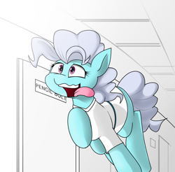 Size: 2064x2028 | Tagged: safe, artist:pencil bolt, character:screw loose, species:pony, crazy face, faec, female, hospital, light, run, running, solo