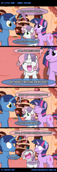 Size: 700x2104 | Tagged: safe, artist:ladyanidraws, character:night light, character:sweetie belle, character:twilight sparkle, ..., comic, dark comedy, eyes closed, floppy ears, frown, golden oaks library, honest mistake, illegitimate, implied infidelity, nose in the air, open mouth, pov, smiling, sweat, sweatdrop, wide eyes, yelling