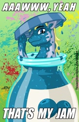 Size: 466x720 | Tagged: safe, artist:texasuberalles, character:hugh jelly, blueberry, image macro, jelly