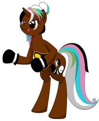 Size: 809x987 | Tagged: safe, artist:template93, oc, oc:neggy, species:pony, boxing, boxing glove, boxing gloves, championship belt, ponytail, sports