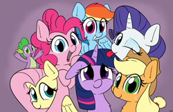 Size: 5100x3300 | Tagged: safe, artist:taurson, character:applejack, character:fluttershy, character:pinkie pie, character:rainbow dash, character:rarity, character:spike, character:twilight sparkle, species:dragon, species:earth pony, species:pegasus, species:pony, species:unicorn, g4, absurd resolution, applejack's hat, blep, cheek fluff, chest fluff, clothing, cowboy hat, crying, cute, dashabetes, diapinkes, eye clipping through hair, female, floppy ears, happy birthday mlp:fim, hat, jackabetes, male, mane seven, mane six, mare, mlp fim's ninth anniversary, one eye closed, open mouth, raribetes, shyabetes, smiling, spikabetes, tears of joy, tongue out, twiabetes, wink