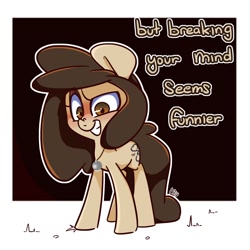 Size: 1500x1500 | Tagged: safe, artist:lou, oc, oc only, oc:louvely, species:earth pony, species:pony, dialogue, female, jewelry, looking at you, necklace, pure unfiltered evil, talking to viewer