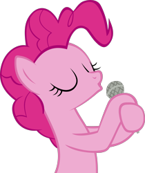 Size: 4540x5394 | Tagged: safe, artist:ironm17, character:pinkie pie, species:earth pony, species:pony, episode:the last laugh, g4, my little pony: friendship is magic, eyes closed, female, microphone, simple background, singing, solo, transparent background, vector
