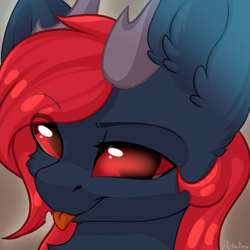 Size: 2048x2048 | Tagged: source needed, useless source url, safe, artist:alphadesu, oc, oc:king phoenix embers, species:changeling, avatar, blep, cheeky, red changeling, royal, royal changeling, tongue out, ych result