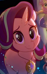 Size: 1224x1927 | Tagged: safe, artist:light262, character:fluttershy, character:rarity, character:starlight glimmer, species:pony, species:unicorn, cropped, cute, female, glimmerbetes, jewelry, looking at you, mare, necklace, smiling, solo focus