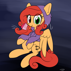 Size: 2351x2362 | Tagged: safe, artist:taurson, oc, oc only, oc:soft melody, species:pony, blep, clothing, digital art, eye clipping through hair, female, heterochromia, hoodie, mare, solo, tongue out