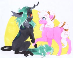 Size: 3764x2981 | Tagged: safe, artist:frozensoulpony, oc, oc only, oc:ataxia, oc:rosequartz lustre, species:earth pony, species:pony, female, mare, traditional art