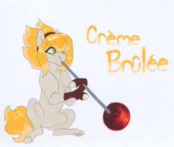 Size: 3559x3000 | Tagged: safe, artist:frozensoulpony, oc, oc:crème brûlée, parent:flash sentry, parent:limestone pie, parents:limesentry, species:earth pony, species:pony, female, glass blowing, mare, offspring, solo, traditional art