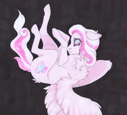 Size: 3295x2981 | Tagged: safe, artist:frozensoulpony, oc, oc:dovely pinup, parent:cotton sky, parent:hoity toity, species:pegasus, species:pony, bloodshot eyes, crying, male, offspring, shoulder fluff, solo, stallion, traditional art