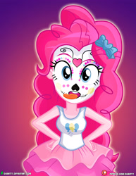 Size: 3090x4000 | Tagged: safe, artist:dieart77, character:pinkie pie, g4, my little pony: equestria girls, my little pony:equestria girls, dia de los muertos, digital art, face paint, female, gradient background, holiday, solo, tongue out
